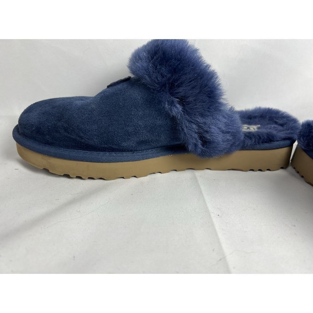 UGG AUSTRALIA REAL Sheepskin! Slide Slippers  Womens Sz 9 Shoes Navy VGUC - Picture 7 of 15